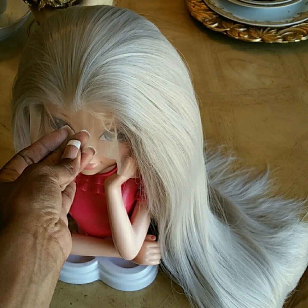 Silver Ash Blonde Lace Front Wig - Picture 2 of 6